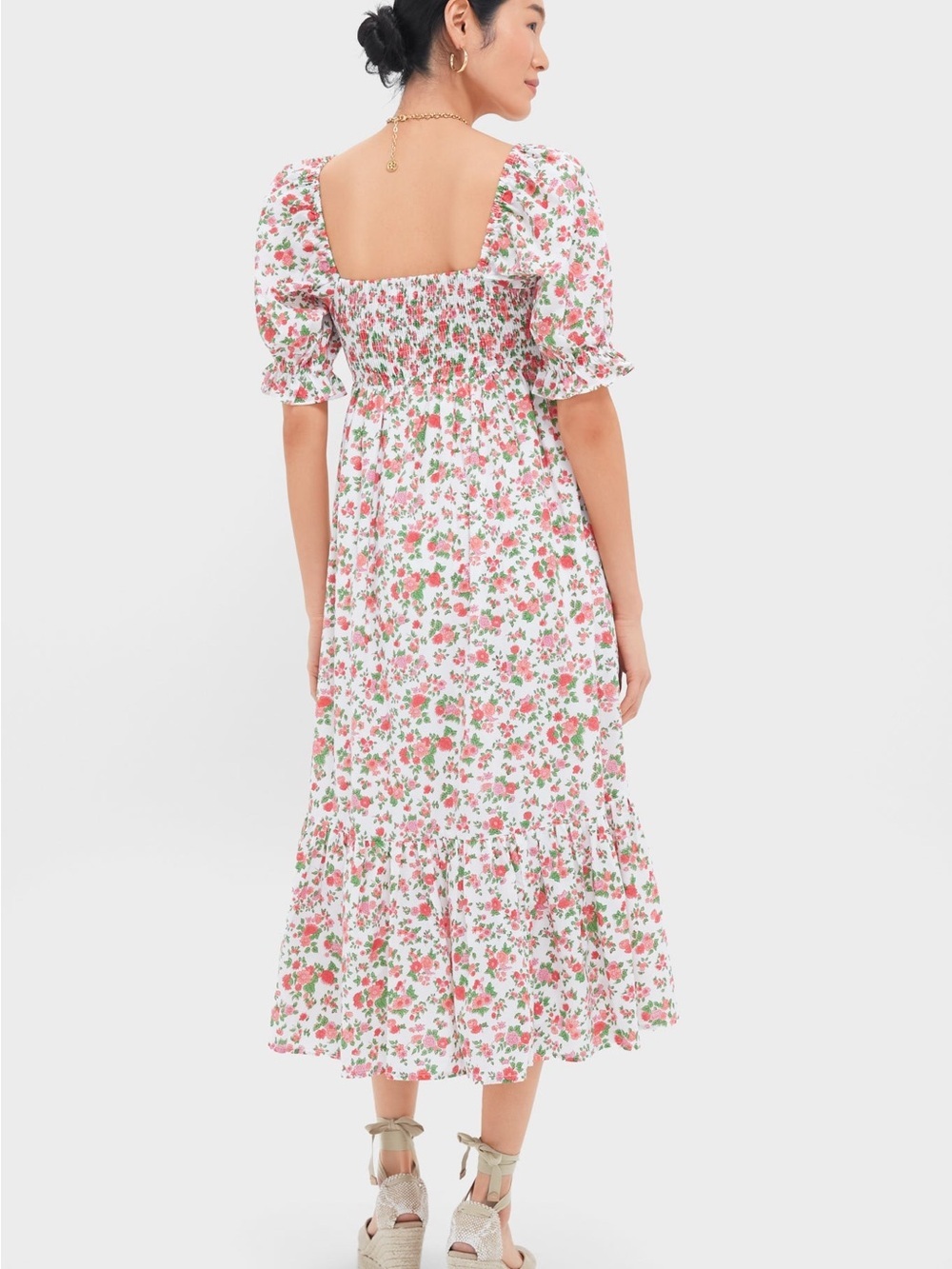 Pink City Prints Vintage Ditsy Simone Dress Pink Floral Medium - Picture 2 of 9